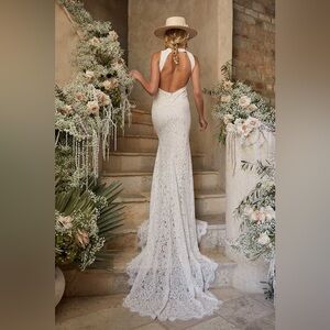 Lulus Love Everlasting White Floral Lace Mermaid Maxi Wedding Dress Size Medium